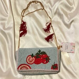 Embroidered Blue and Red Women's Bag